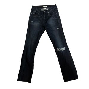 Good American good straight high waisted distressed dark wash jeans 2/26